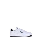 Prada White Calf Leather Bos Taurus Low Top Sneakers