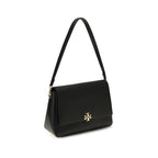 Tory Burch Black Calf Leather Bos Taurus Shoulder Bag