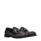 Miu Miu Black Leather Slip-On Loafers