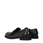 Miu Miu Black Leather Slip-On Loafers