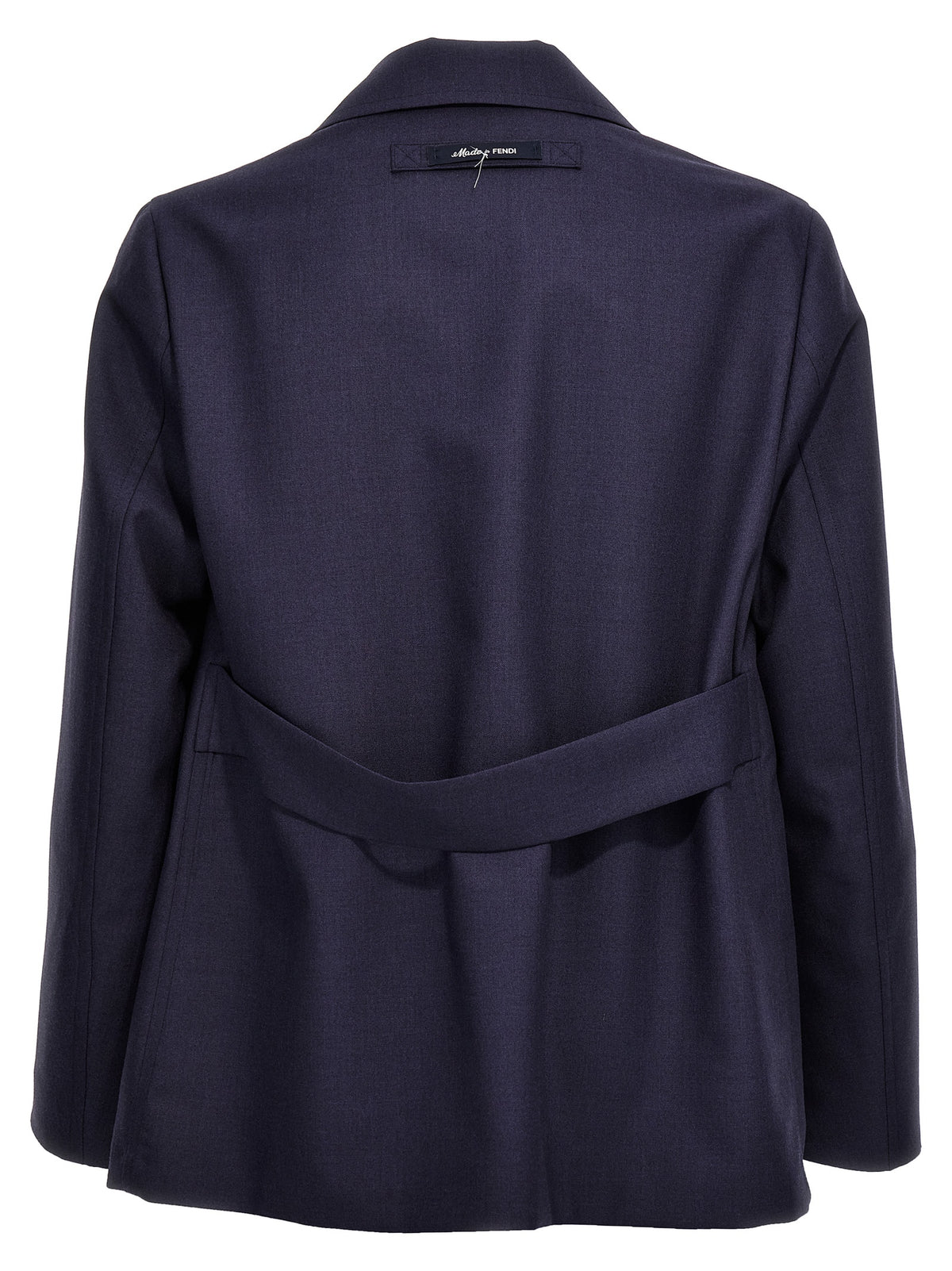 Fendi Blue Virgin Wool Full-Length Jacket