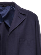 Fendi Blue Virgin Wool Full-Length Jacket
