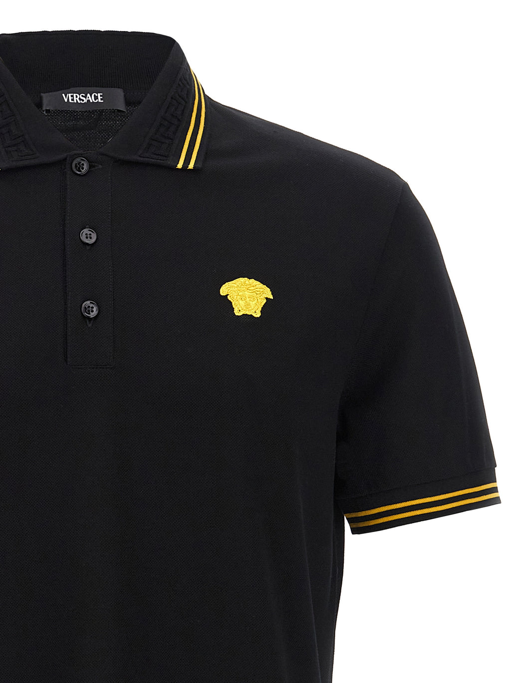 Versace Black Cotton Polo Shirt