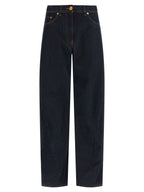 Versace Blue Cotton High-Waisted Jean
