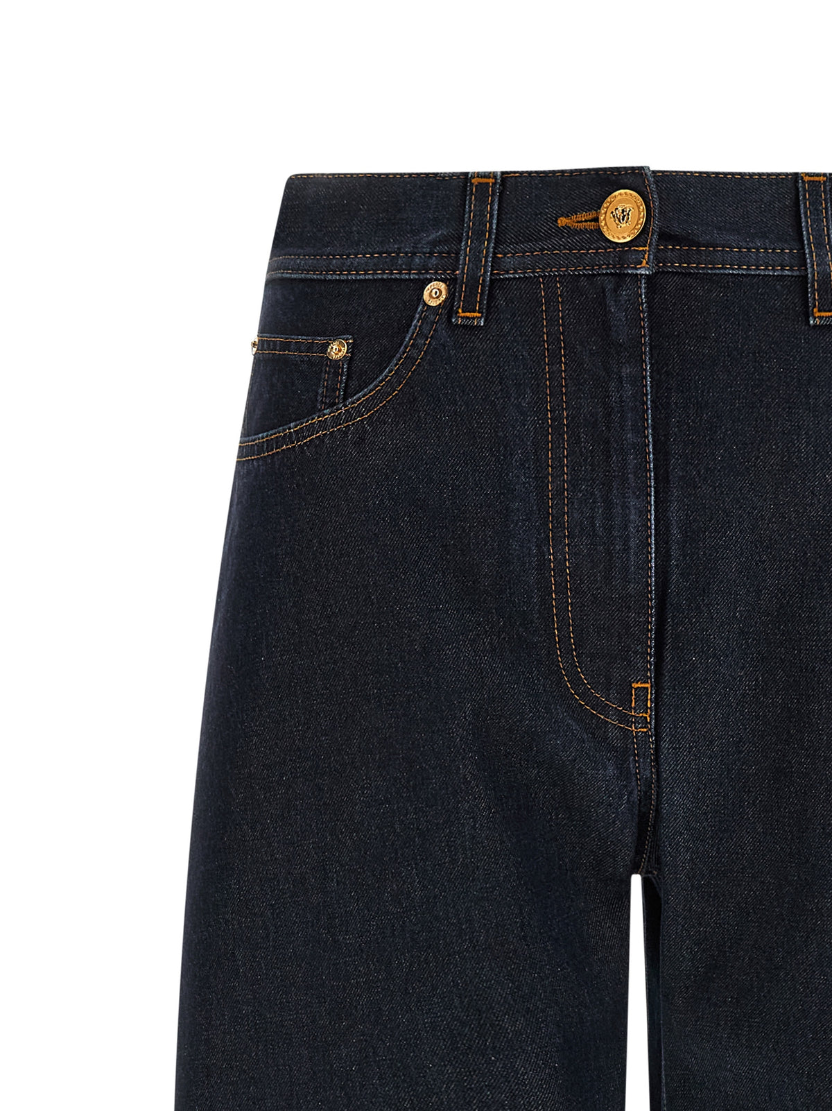 Versace Blue Cotton High-Waisted Jean