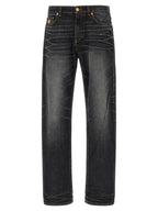 Versace Black Cotton Straight-Leg Jeans