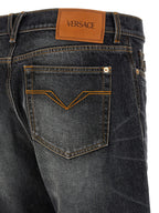Versace Black Cotton Straight-Leg Jeans