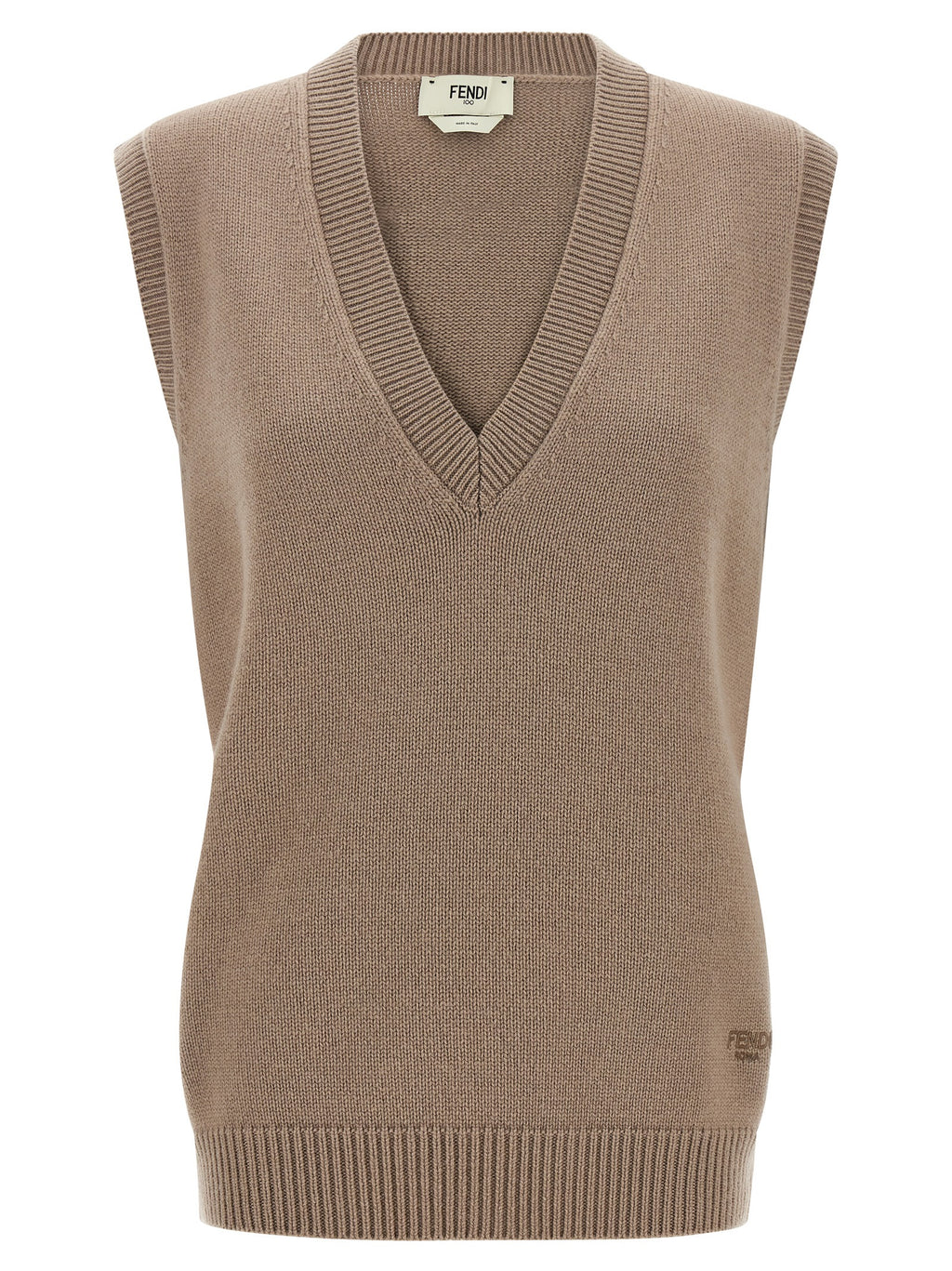 Fendi Beige Cashmere Sleeveless Jacket