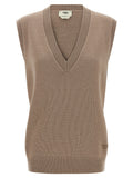 Fendi Beige Cashmere Sleeveless Jacket