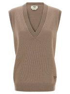 Fendi Beige Cashmere Sleeveless Jacket