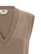 Fendi Beige Cashmere Sleeveless Jacket