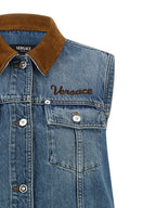 Versace Blue Cotton Short Dress