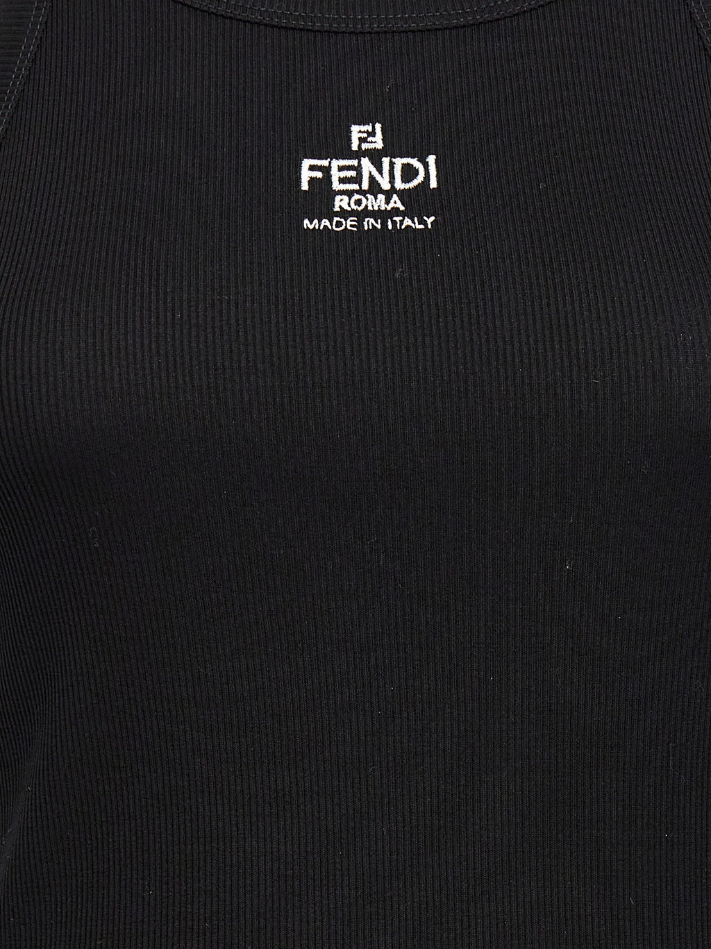 Fendi Black Cotton Sleeveles T-Shirt