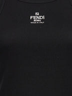 Fendi Black Cotton Sleeveles T-Shirt