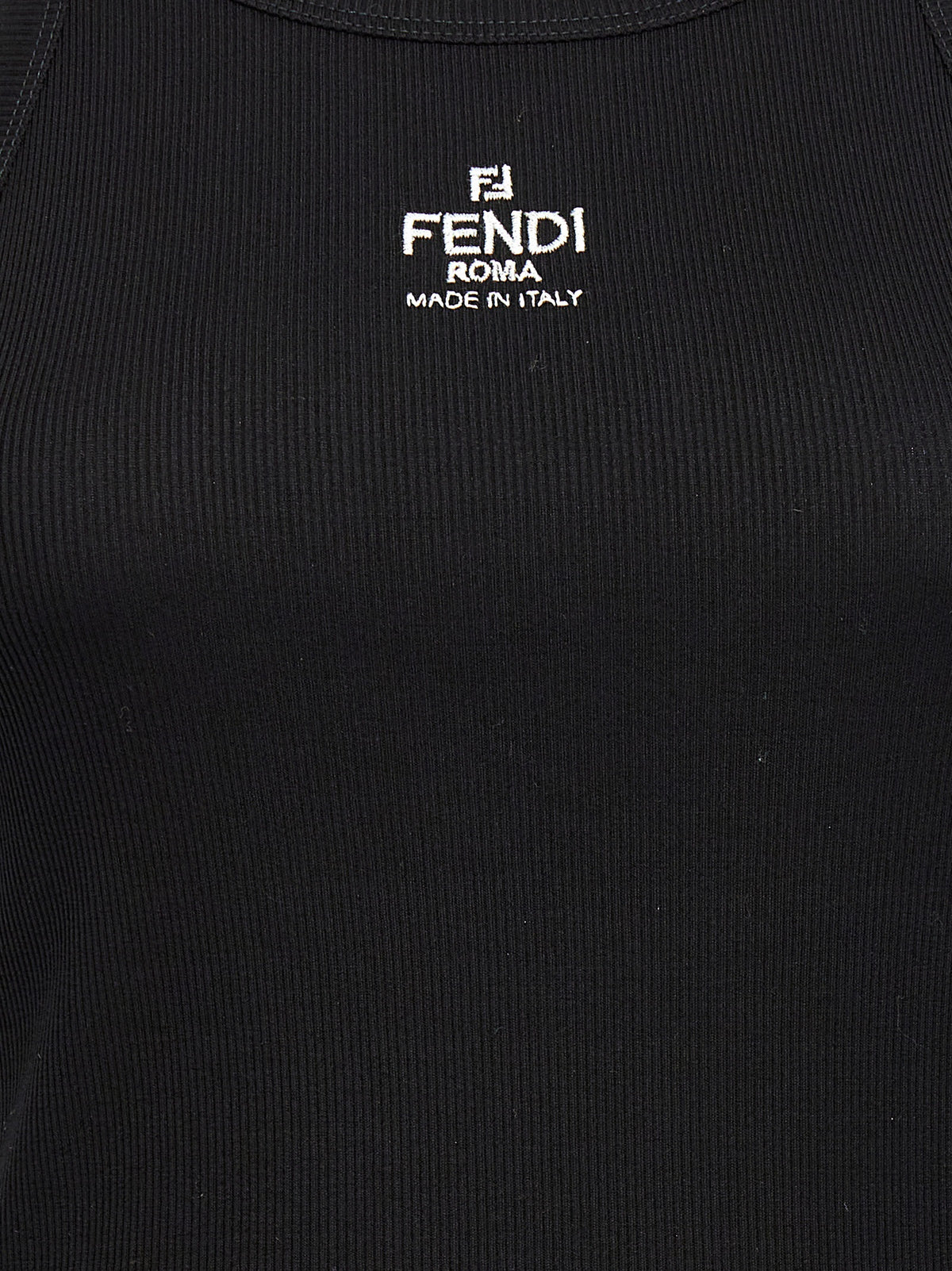 Fendi Black Cotton Sleeveles T-Shirt