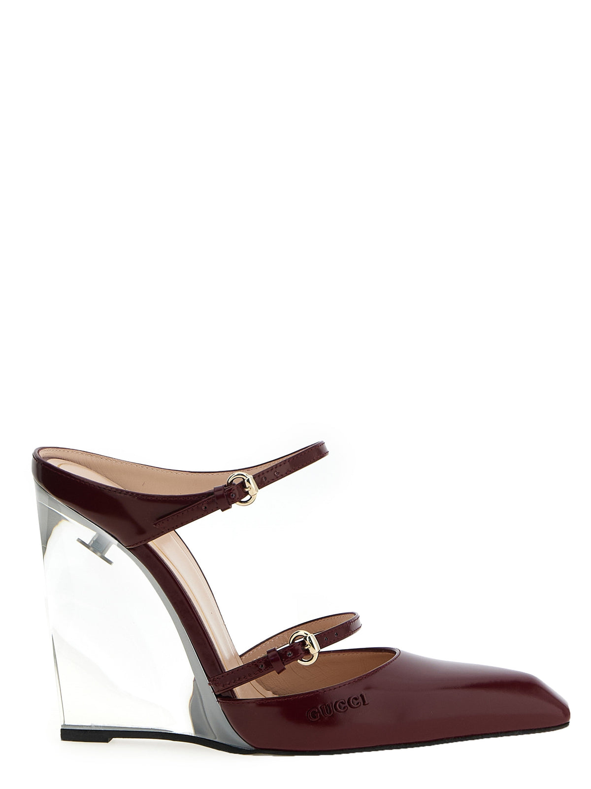 Gucci Red Leather Wedge Sandals