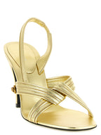 Versace Gold Lamb Leather Stiletto Heel Sandals