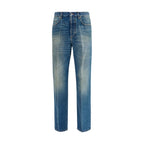 Versace Blue Cotton Straight-Leg Jeans