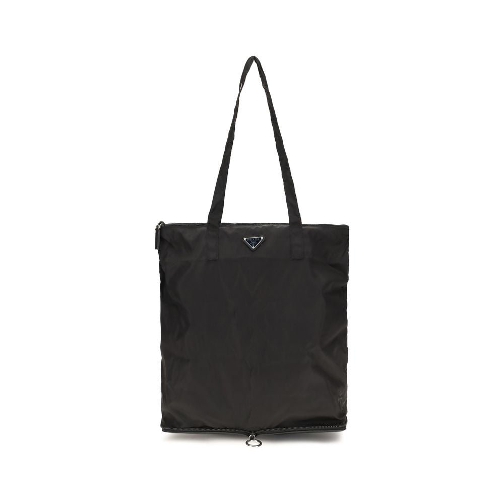 Prada Black Re-Nylon Tote Bag with Saffiano Leather Pouch