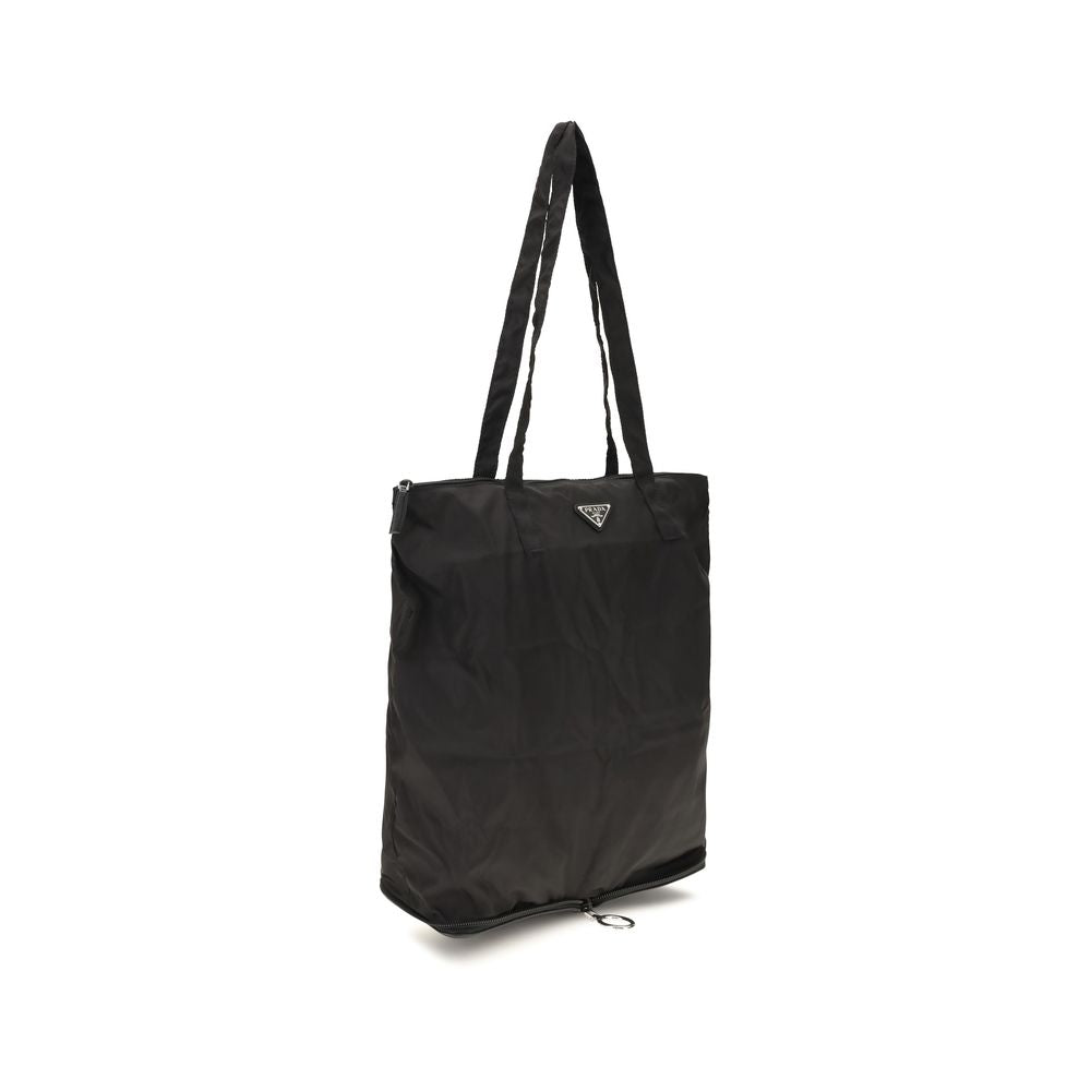 Prada Black Re-Nylon Tote Bag with Saffiano Leather Pouch