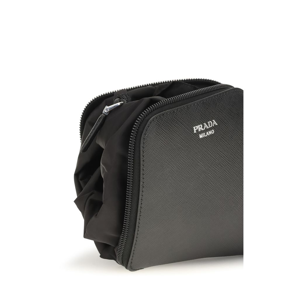 Prada Black Re-Nylon Tote Bag with Saffiano Leather Pouch