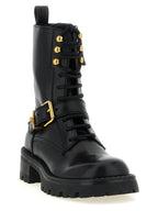 Versace Black Calfskin Lace-Up Boots