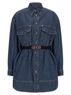 Versace Blue Cotton Short Dress