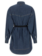Versace Blue Cotton Short Dress