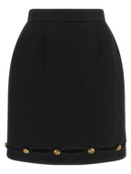 Versace Black Virgin Wool Long Skirt