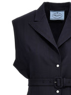 Prada Blue Virgin Wool Sleeveless Jacket