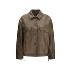 Golden Goose Brown Lamb Ovis Aries Leather Jacket