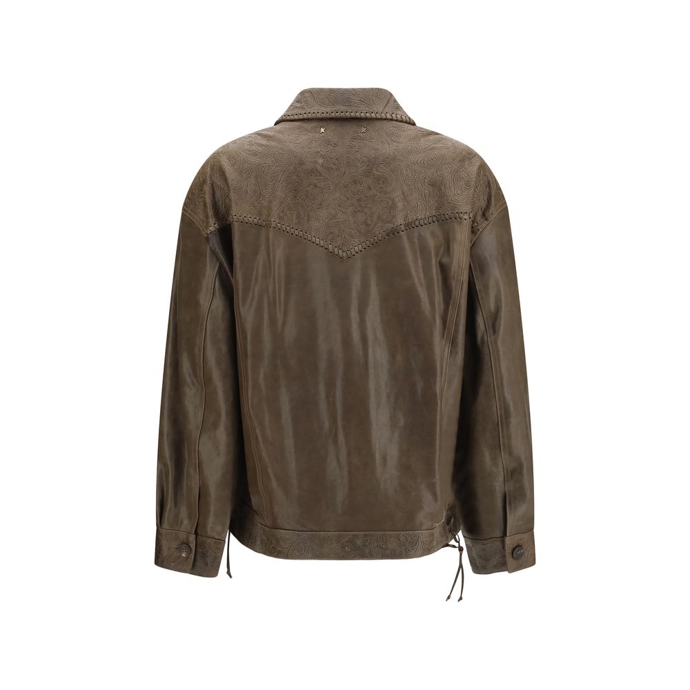 Golden Goose Brown Lamb Ovis Aries Leather Jacket
