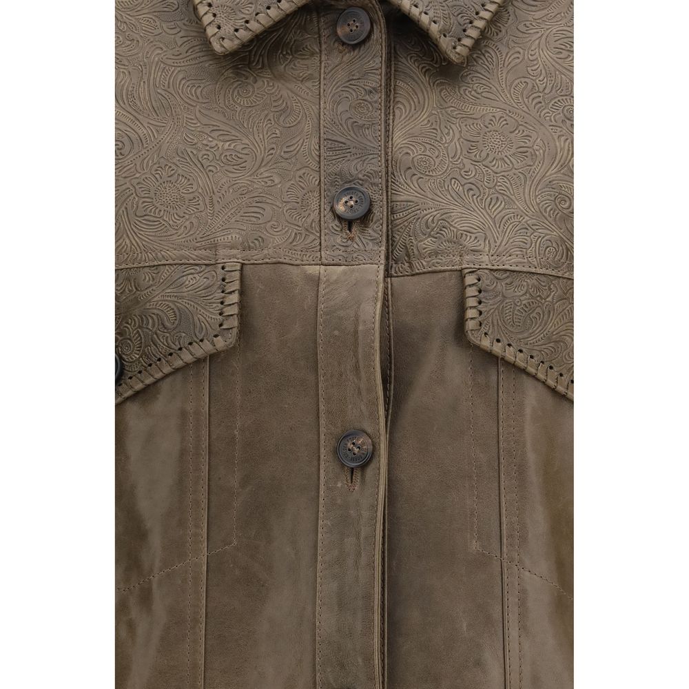 Golden Goose Brown Lamb Ovis Aries Leather Jacket