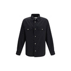 Versace Black Wool Oves Aries Pattern Shirt