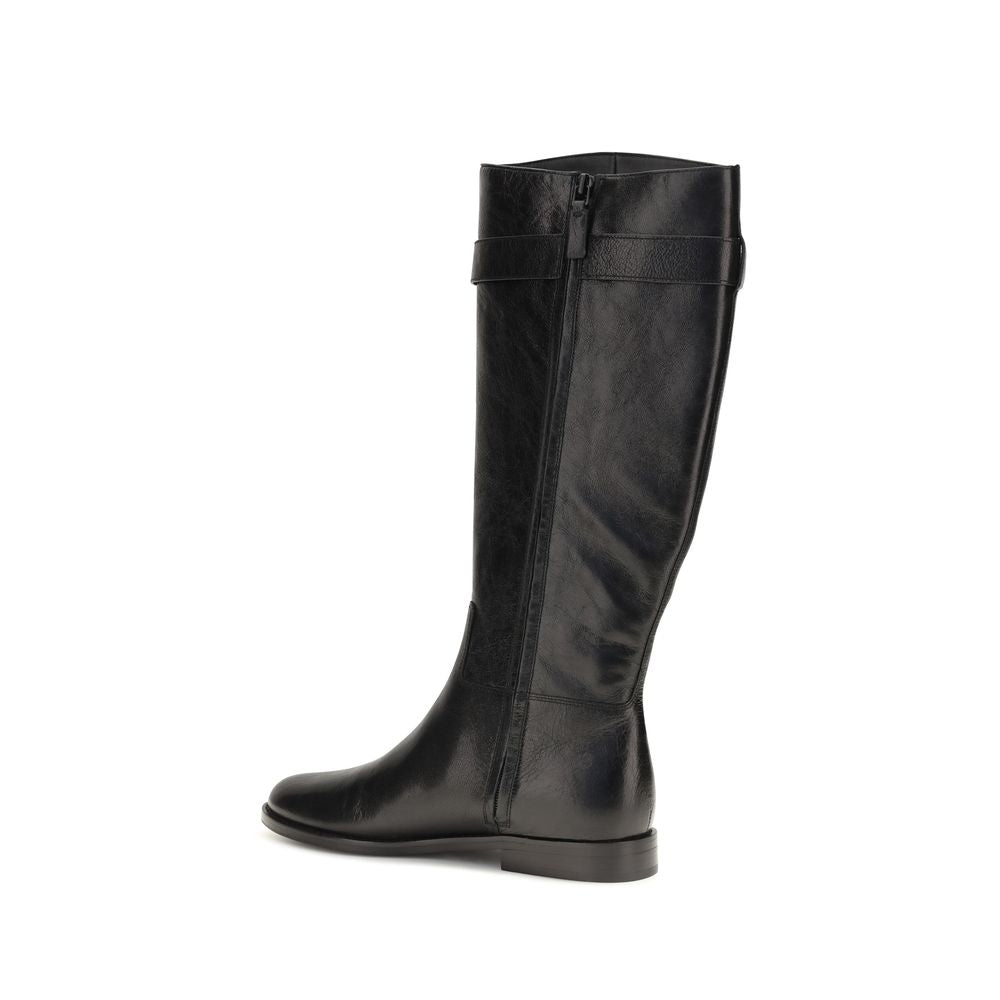 Tory Burch Black Calf Leather Bos Taurus Ankle Boots